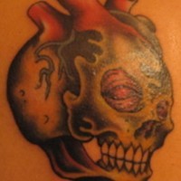 Amazing heart shaped skull tattoo