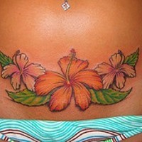 Hibiscus flowers tattoo on lower front