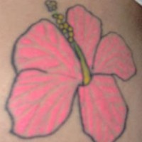 Pink hibiscus flower tattoo