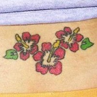 tatuaje de tres flores hibisco