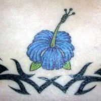 Le tatouage d'hibiscus bleu avec entrelacs tribal