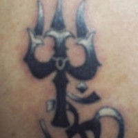 Om symbol with trident tattoo