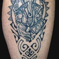 Ganesha deity with tribal tracery