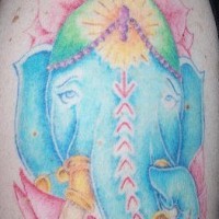 Elephant head deity coloured tattoo