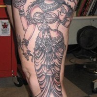 Hindu mystic woman on lotus tattoo