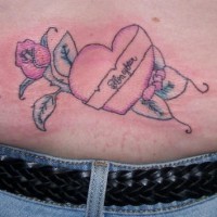 Homemade heart with roses tattoo