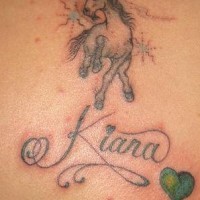 Kiara the unicorn in sky tattoo