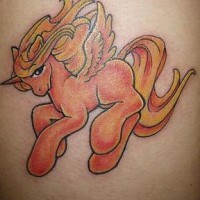 My little pony tattoo in red color
