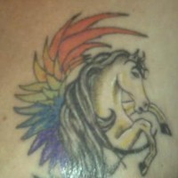 Colourful winged horse tattoo
