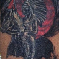 Black indian horseman tattoo