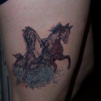 Horses in river tattoo