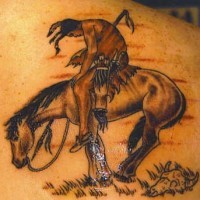 Native indian on horse tattoo