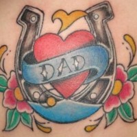 Horseshoe with heart love dad tattoo