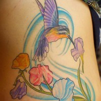 elegante uccello colorato tatuaggio