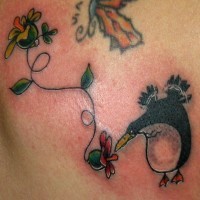 tatuaje de penguino colibrí