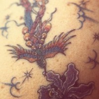 Mystic hummingbird tattoo in colour