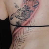 Amazing hummingbird full back tattoo
