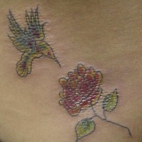 Lame hummingbird tattoo in colour