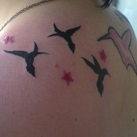 Black and pink hummingbirds tattoo