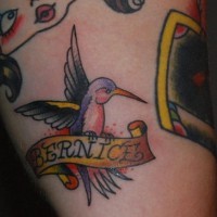 Coloured hummingbird bernice tattoo