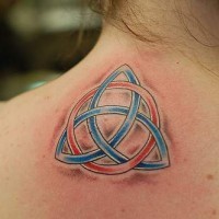 Irish trifolium red and blue tattoo