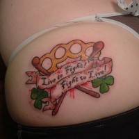 Aggressive irish tattoo on buttcheek