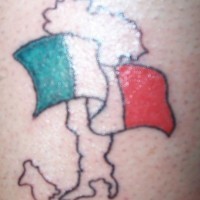 Italian boot and flag tattoo
