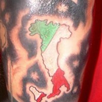 Italy map and flag tattoo