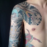 demoni e draghi con stile yakuza tatuaggio