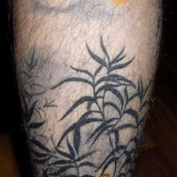 Black noir leaves of grass tattoo