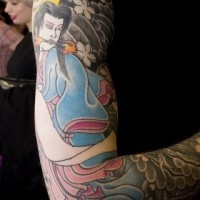 Japanese style geisha full sleeve tattoo