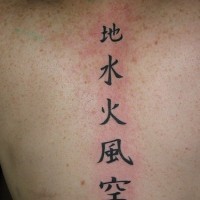 Le tatouage des hièroglyphes chinois sur le dos