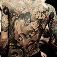 demone giapponese pieno di schiena opera d'arte tatuaggio
