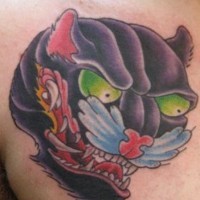 el tatuaje de una pantera negra en estilo japones