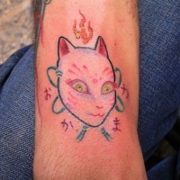 Japanese style cat woman tattoo