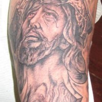 Christian jesus in pain tattoo