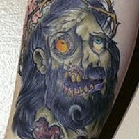 Zombie jesus head tattoo