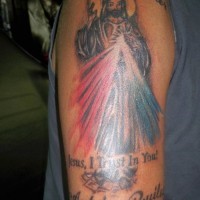 Jesus arm tattoo