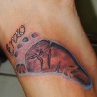 Little baby footstep tattoo on foot