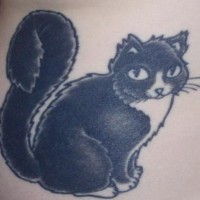 Fluffy kitty cat black and white tattoo