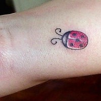 Marienkäfer Tattoo am Handgelenk