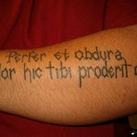 Perfer et obdura arm tattoo
