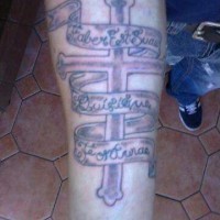 Latin cross with stripe writings