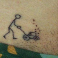 Lawn mower tattoo on pubis