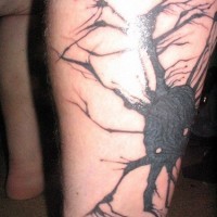 Leg tattoo, dreadful big spider like tree