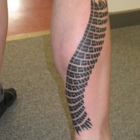 Leg sleeve tattoo,black,  snaky pattern