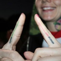 Light sabre on finger tattoos