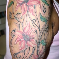 Pale pink lilies tracery  tattoo
