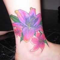 Pale purple lilies tattoo