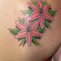 Two pink lily flowers tattoo